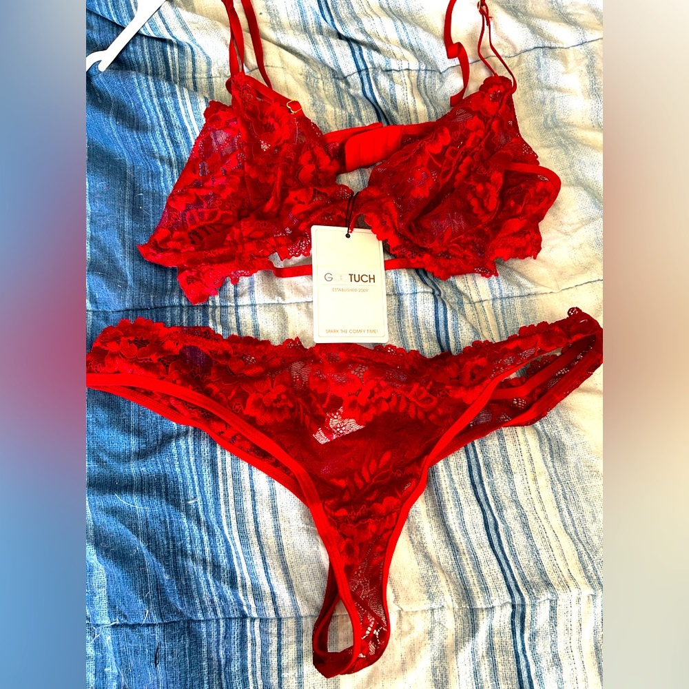 Lace top and thong